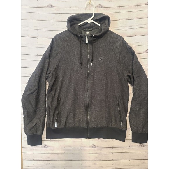 Nike Sportswear Windrunner Mens L Hooded Nylon Jacket 382228-010 Black Full Zip - Picture 3 of 16